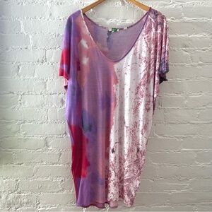 Anthropologie Ett Twa Colorful Watercolor Print Burnout Tunic Top Boho Beach